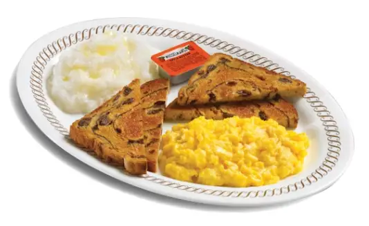 CHEESE N' EGGS WITH RAISIN TOAST