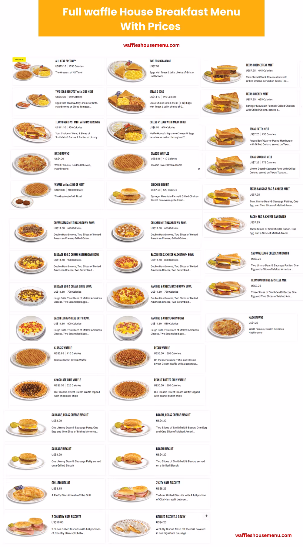 Full waffle House Breakfast Menu With Prices