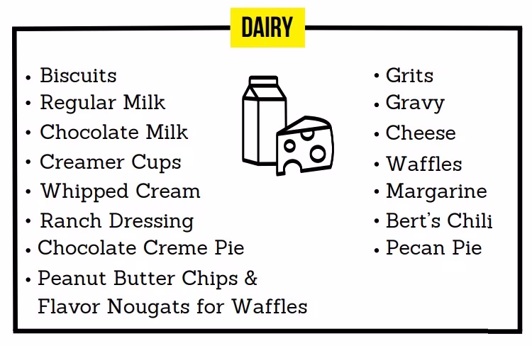 Waffle House dairy containing items
